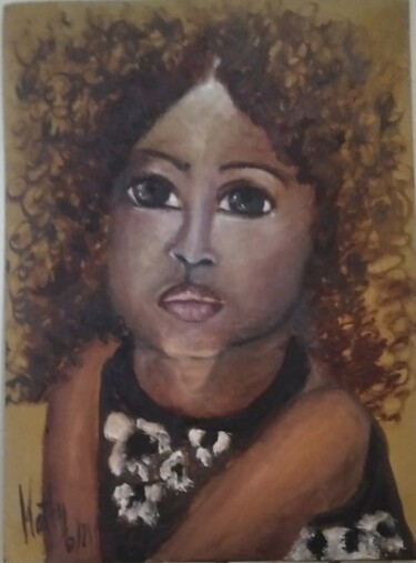 Painting titled "Retrato expresionis…" by Kathy Marín, Original Artwork, Oil