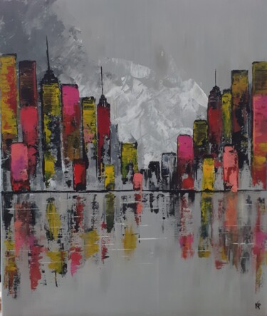 Painting titled "Manhattan" by Kathypic, Original Artwork, Acrylic