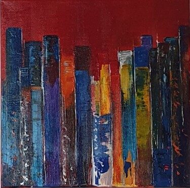 Pintura intitulada "Red sky" por Kathypic, Obras de arte originais, Acrílico