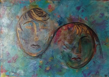 Painting titled "Liaison" by Kathypic, Original Artwork, Acrylic