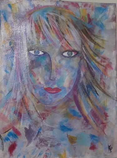 Painting titled "Rebelle" by Kathypic, Original Artwork, Acrylic Mounted on Wood Stretcher frame