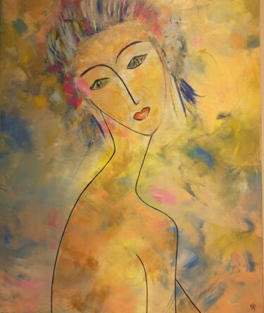 Peinture intitulée "La rêveuse" par Kathypic, Œuvre d'art originale, Acrylique Monté sur Châssis en bois