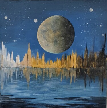 Peinture intitulée "Poussière de lune" par Kathypic, Œuvre d'art originale, Acrylique Monté sur Châssis en bois