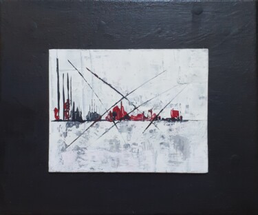 Painting titled "Rouge et noir" by Kathypic, Original Artwork, Acrylic Mounted on Wood Stretcher frame