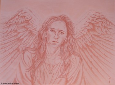 Drawing titled "Ange ou démon" by Kati Caudéran-Mounié, Original Artwork, Conté