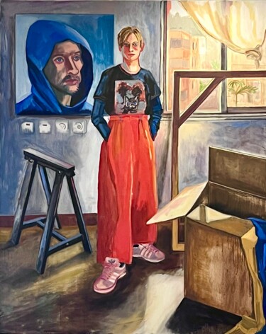 Painting titled "Sculptor in Studio" by Katia Ansky, Original Artwork, Oil