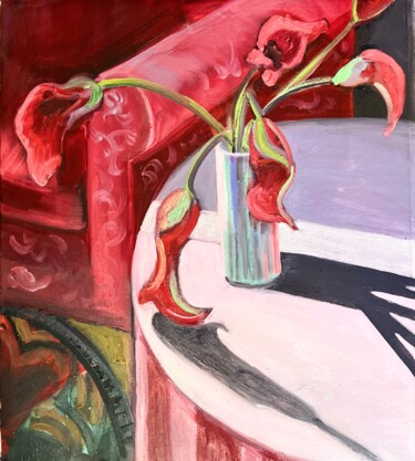 "Red Flowers" başlıklı Tablo Katia Ansky tarafından, Orijinal sanat, Petrol