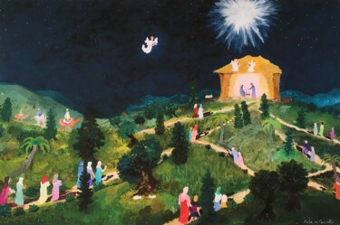 Pittura intitolato "Nativity" da Katia De Carvalho, Opera d'arte originale, Olio Montato su Telaio per barella in legno