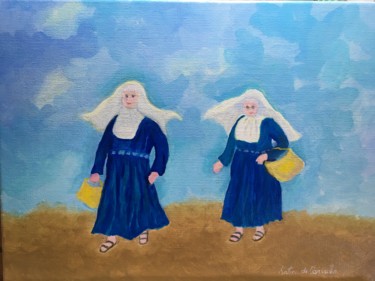 Ζωγραφική με τίτλο "les bonnes soeurs" από Katia De Carvalho, Αυθεντικά έργα τέχνης, Λάδι Τοποθετήθηκε στο Ξύλινο φορείο σκε…
