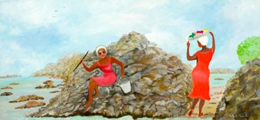 Peinture intitulée "Deux blanchisseuses" par Katia De Carvalho, Œuvre d'art originale, Huile Monté sur Châssis en bois