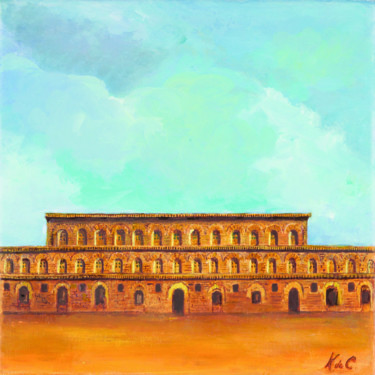 Painting titled "Palais Pitti" by Katia De Carvalho, Original Artwork, Oil Mounted on Wood Panel