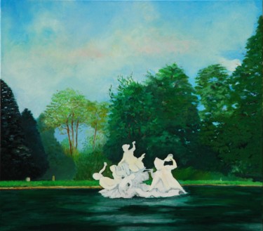 Painting titled "le parc royal à tur…" by Katia De Carvalho, Original Artwork, Oil Mounted on Wood Stretcher frame