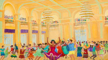 Pintura intitulada "bal carnaval des je…" por Katia De Carvalho, Obras de arte originais, Óleo Montado em Armação em madeira