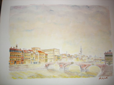 Painting titled "ancienne ville ital…" by Katia De Carvalho, Original Artwork, Watercolor