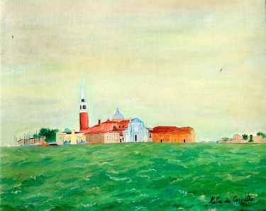 Painting titled "Basilique San Giorg…" by Katia De Carvalho, Original Artwork, Oil Mounted on Wood Stretcher frame