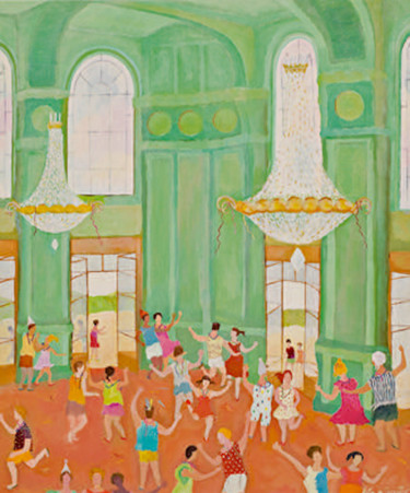 Pintura intitulada "Bal dans le salon v…" por Katia De Carvalho, Obras de arte originais, Óleo Montado em Armação em madeira
