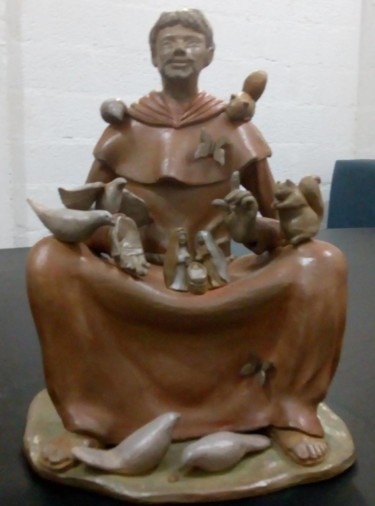 Sculpture titled "São Francisco Presé…" by Katia Di, Original Artwork, Clay