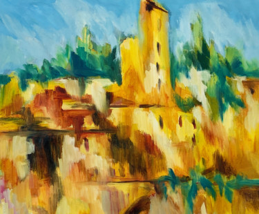 Painting titled "Paysage" by Katia Feintuch, Original Artwork, Oil