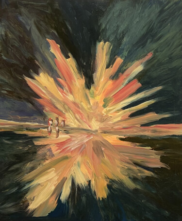 Malerei mit dem Titel "Explosion aquatique" von Katia Feintuch, Original-Kunstwerk, Öl