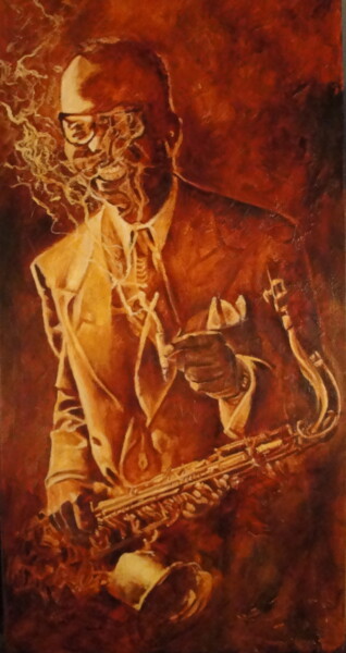 Painting titled "JAMES MOODY" by Katia Fondecave, Original Artwork, Oil Mounted on Wood Stretcher frame
