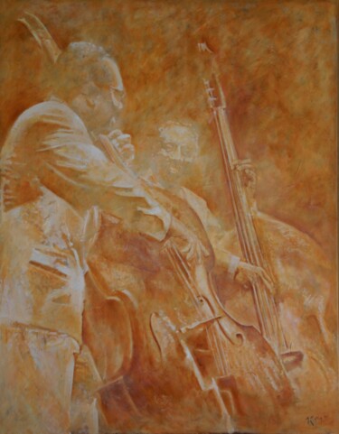 Painting titled "RAY BROWN" by Katia Fondecave, Original Artwork, Oil Mounted on Wood Stretcher frame
