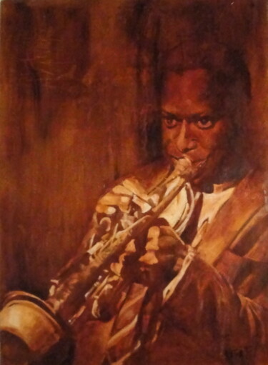 Pintura intitulada "MILES DAVIS III" por Katia Fondecave, Obras de arte originais, Óleo