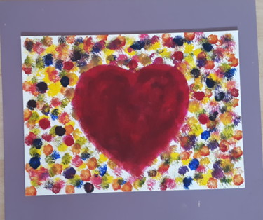 Painting titled "le coeur" by Katia Helie-Pottier, Original Artwork