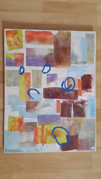 Painting titled "composition" by Katia Helie-Pottier, Original Artwork