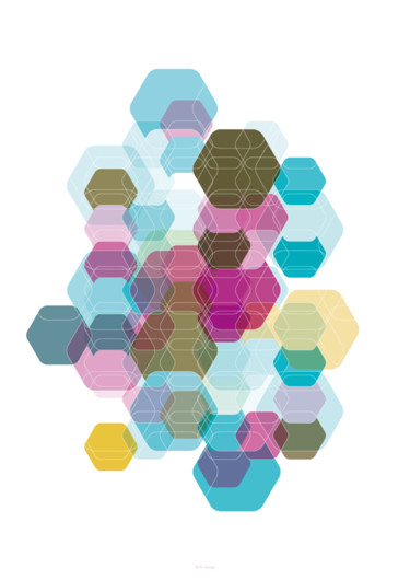Artes digitais intitulada "Hexagon & Game Colo…" por Katia Iosca, Obras de arte originais, Trabalho Digital 2D