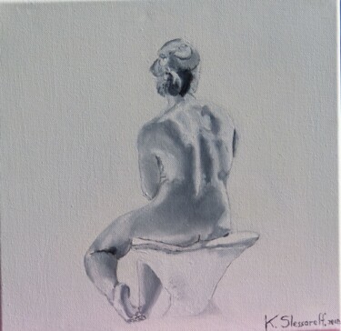 Peinture intitulée "nu assis" par Katia Slessareff, Œuvre d'art originale, Huile