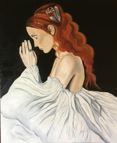 Painting titled "La prière" by Katia Slessareff, Original Artwork, Oil
