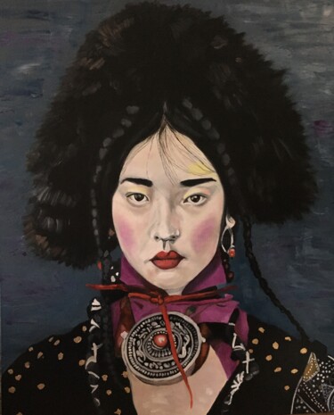 Peinture intitulée "Mongolie" par Katia Slessareff, Œuvre d'art originale, Huile