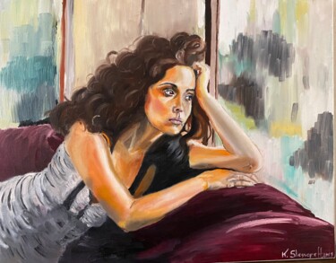 Painting titled "Jour de pluie" by Katia Slessareff, Original Artwork, Oil