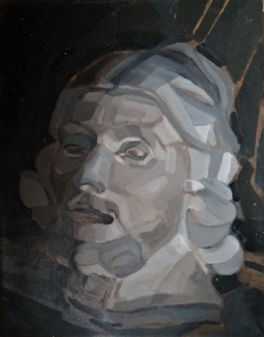Painting titled "Plaster head" by Xenia Pushkareva, Original Artwork, Oil