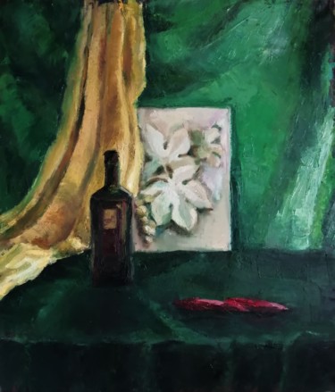 Painting titled "Still life with pla…" by Xenia Pushkareva, Original Artwork, Oil