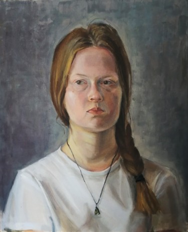 Painting titled "Young girl Tatiana" by Xenia Pushkareva, Original Artwork, Oil