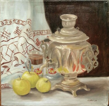 Painting titled "Simple things ("Про…" by Katia Zhevno, Original Artwork, Oil Mounted on Wood Stretcher frame