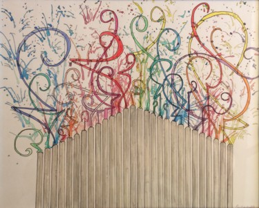 Картина под названием "L’organo" - Katia Corallo, Подлинное произведение искусства, Акварель