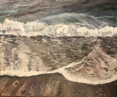 Painting titled "Wave" by Katie O'Looney, Original Artwork, Oil Mounted on Wood Stretcher frame