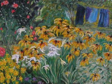Painting titled "Rudbeckia with towe…" by Katie O'Looney, Original Artwork