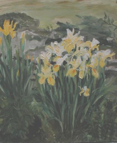 Painting titled "yellow iris" by Katie O'Looney, Original Artwork