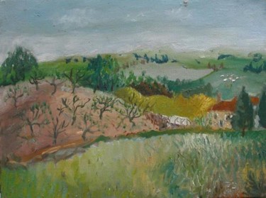 Painting titled "dordogne landscape" by Katie O'Looney, Original Artwork