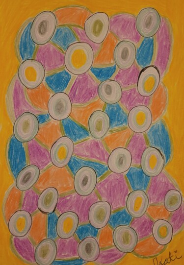 Malerei mit dem Titel "Circles in Connecti…" von Katja Bock, Original-Kunstwerk, Conté-Buntstifte
