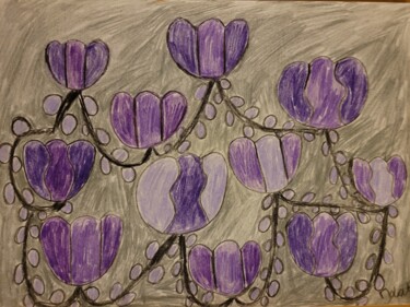 Painting titled "Flowers" by Katja Bock, Original Artwork, Conté