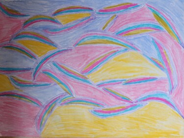 Malerei mit dem Titel "Waves" von Katja Bock, Original-Kunstwerk, Conté-Buntstifte