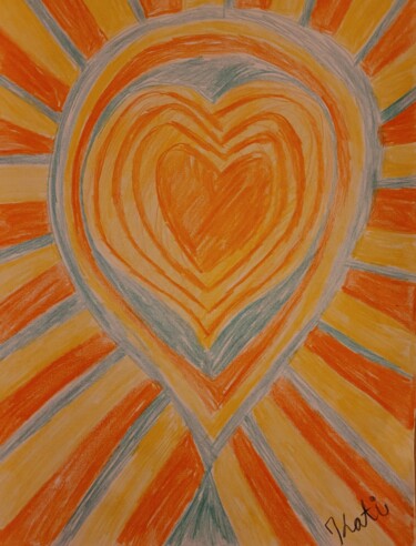 Painting titled "Sunheart" by Katja Bock, Original Artwork, Conté