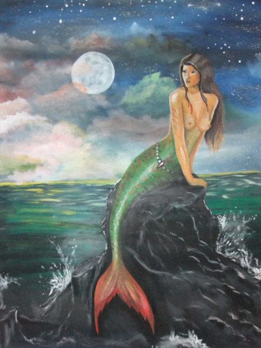 Malerei mit dem Titel "Sirene" von Katja Humbs, Original-Kunstwerk, Acryl