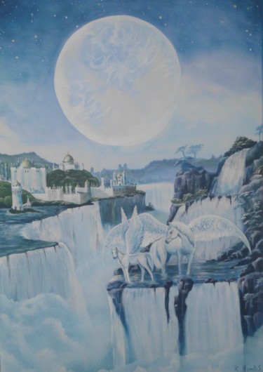 Malerei mit dem Titel "Die Pegasusfälle" von Katja Humbs, Original-Kunstwerk, Acryl