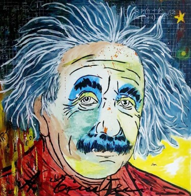 Painting titled "Albert Einstein" by Katja M. Zippo, Original Artwork, Acrylic