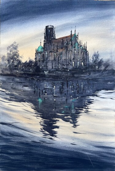 Malerei mit dem Titel "Magic castle" von Katja Vollmer, Original-Kunstwerk, Aquarell